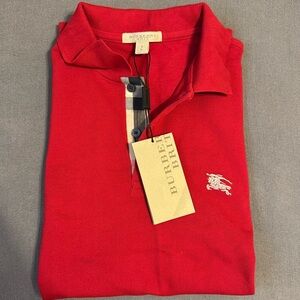 Red Burberry Polo Size Small with Tags